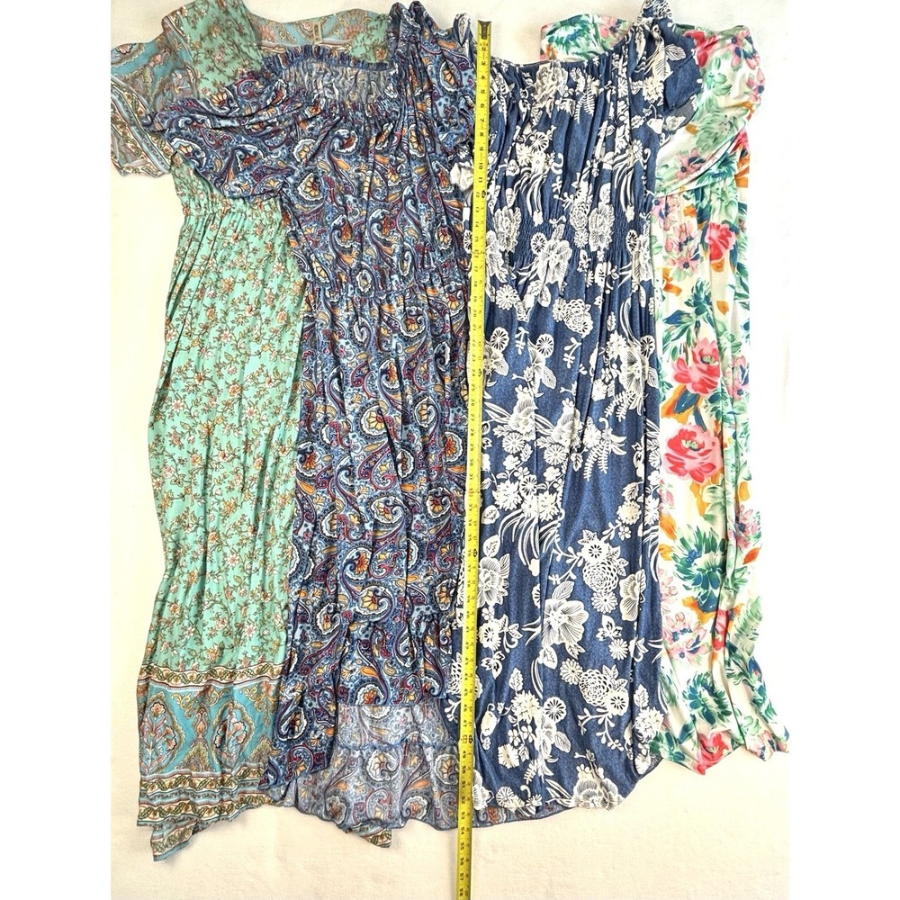 Lot Of 4 Maxi Dresses XL Blue Green Vacation Resort Cruise Comfort Tropical - Picture 10 of 11